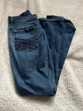 7 for all Mankind Womens High Waist Bootcut Jeans Sz 28 Dark Blue